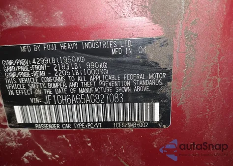 2010 Subaru Impreza 2.5I из США, поврежденный, VIN JF1GH6A65AG827083